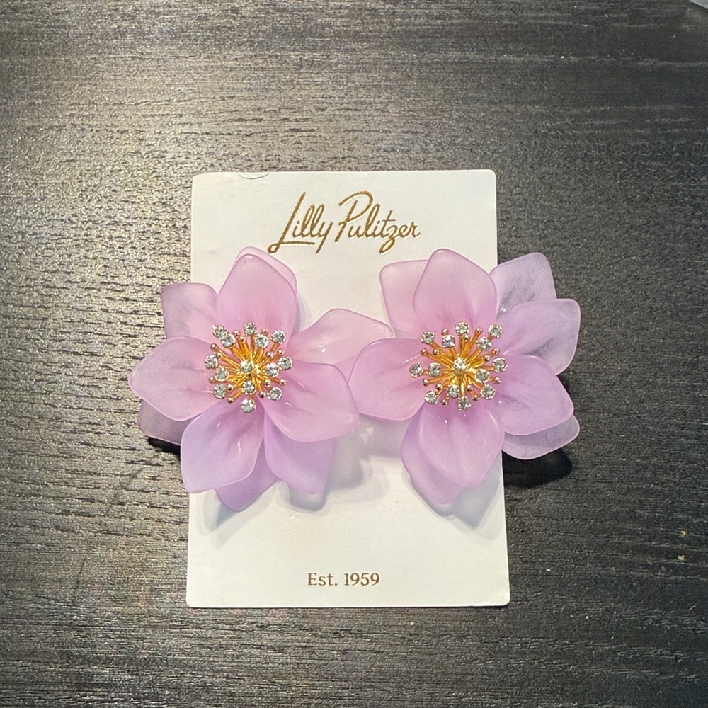 NWT Lilly Pulitzer Orchid Garden Earrings in Pink Water Hyacinth - Picture 4 of 8